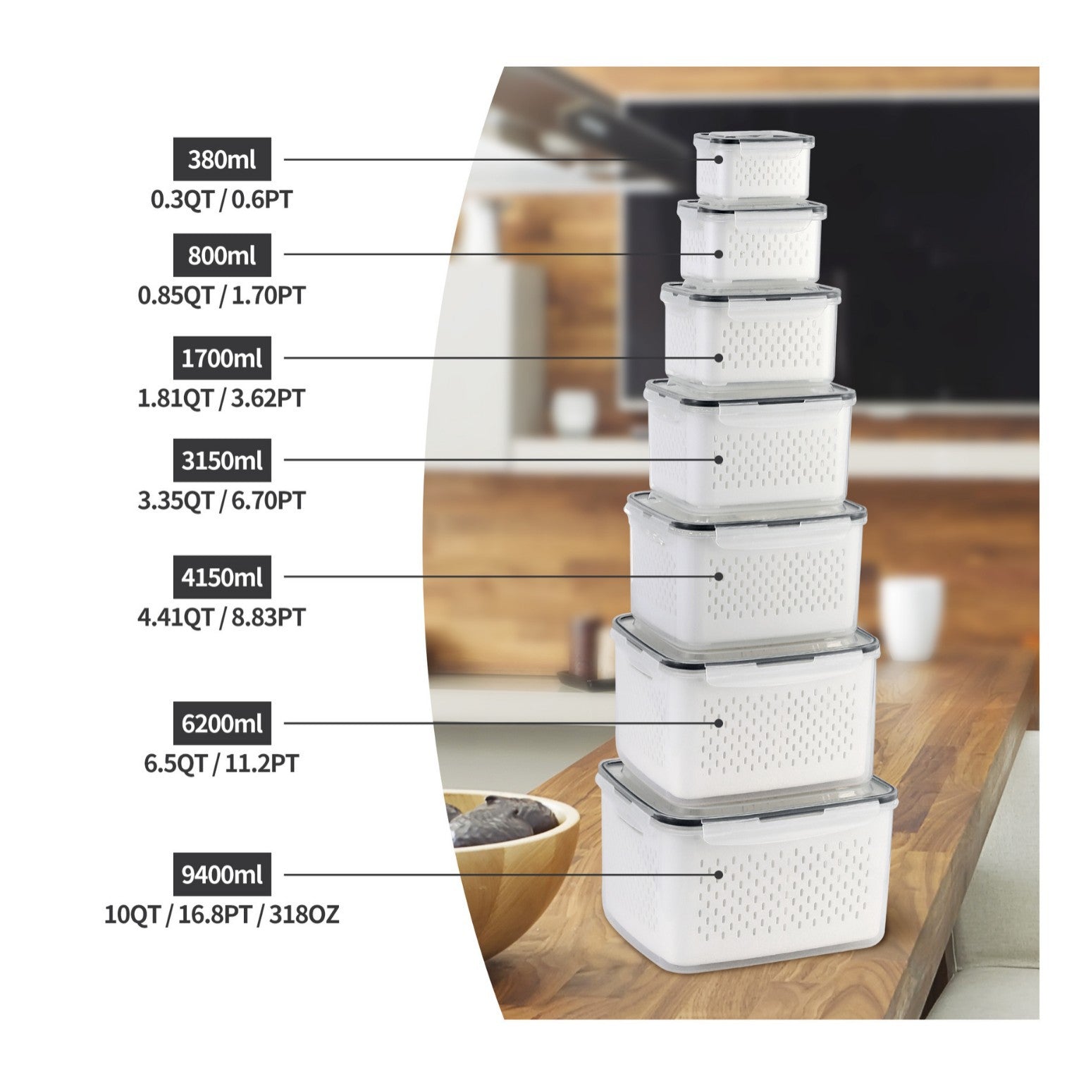 Double-layer draining and freshness-preserving container