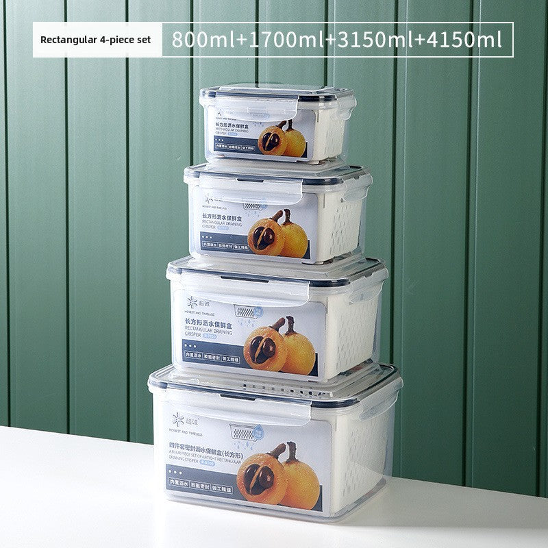 Double-layer draining and freshness-preserving container
