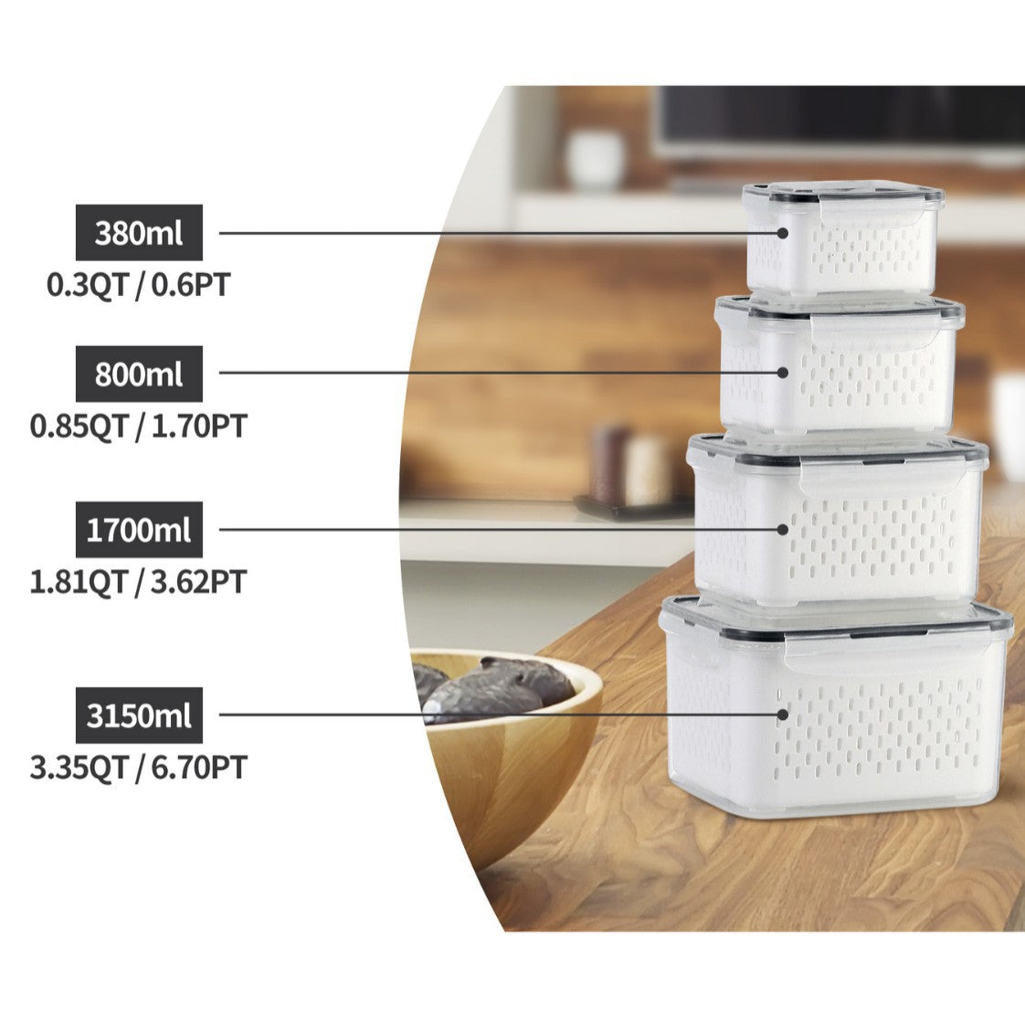 Double-layer draining and freshness-preserving container